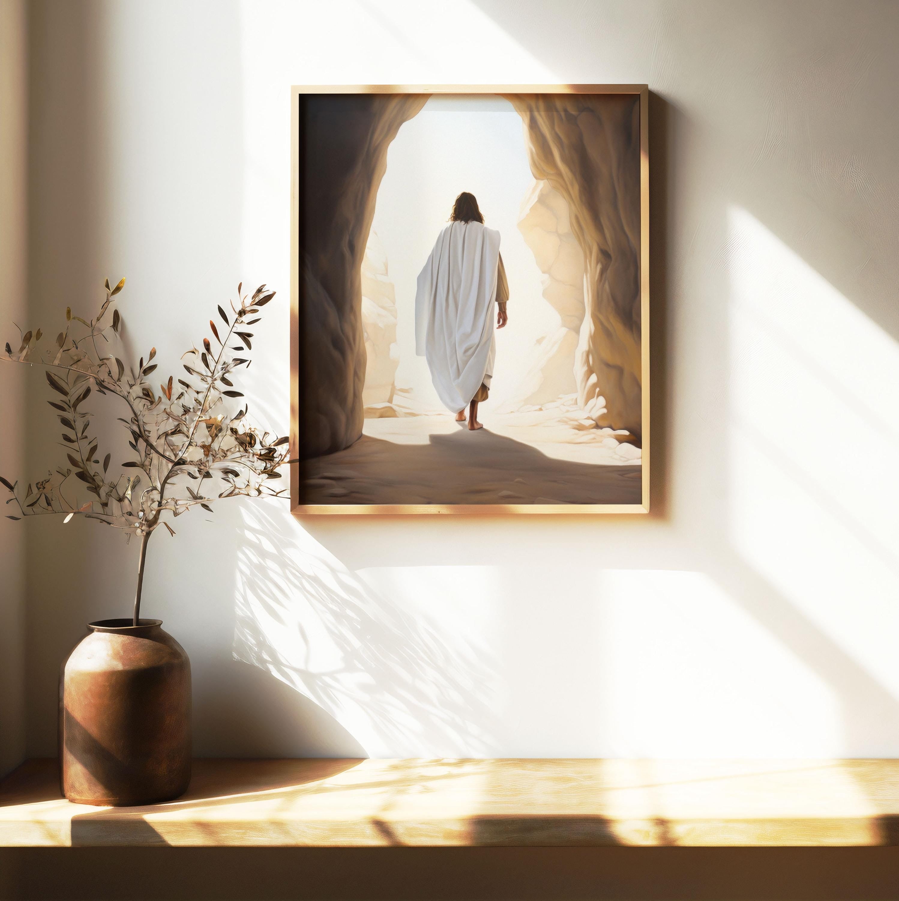 Jesus Christ Resurrected Poster, Easter Poster, Jesus Christ Leaving The Tomb Poster, He is Risen, Jesus Alive, Resurrection, Bible Art Poster
